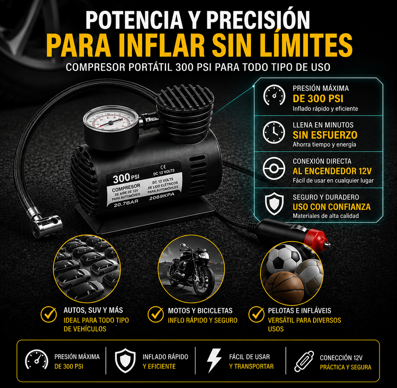 Mini Compresor Aire 12v